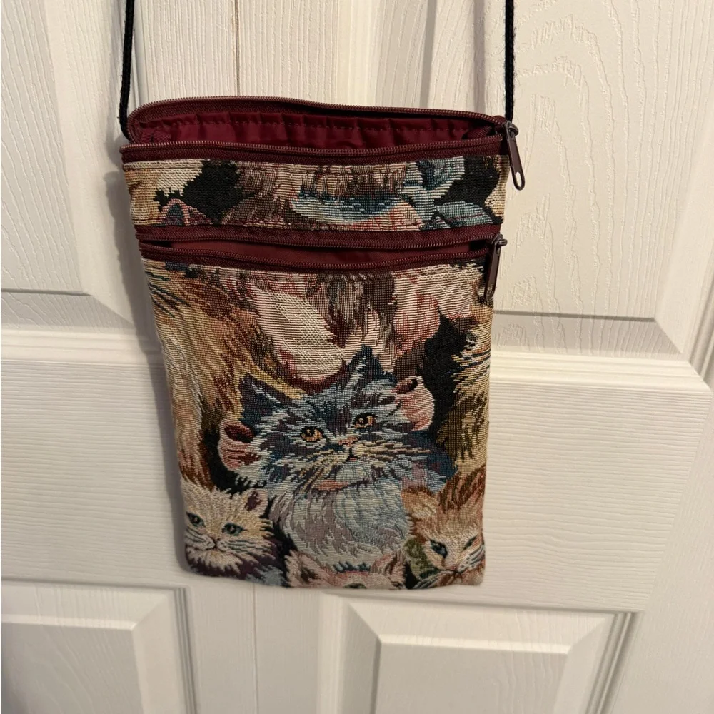 Cat Tapestry Crossbody Bag Purse - Picture 3 of 6